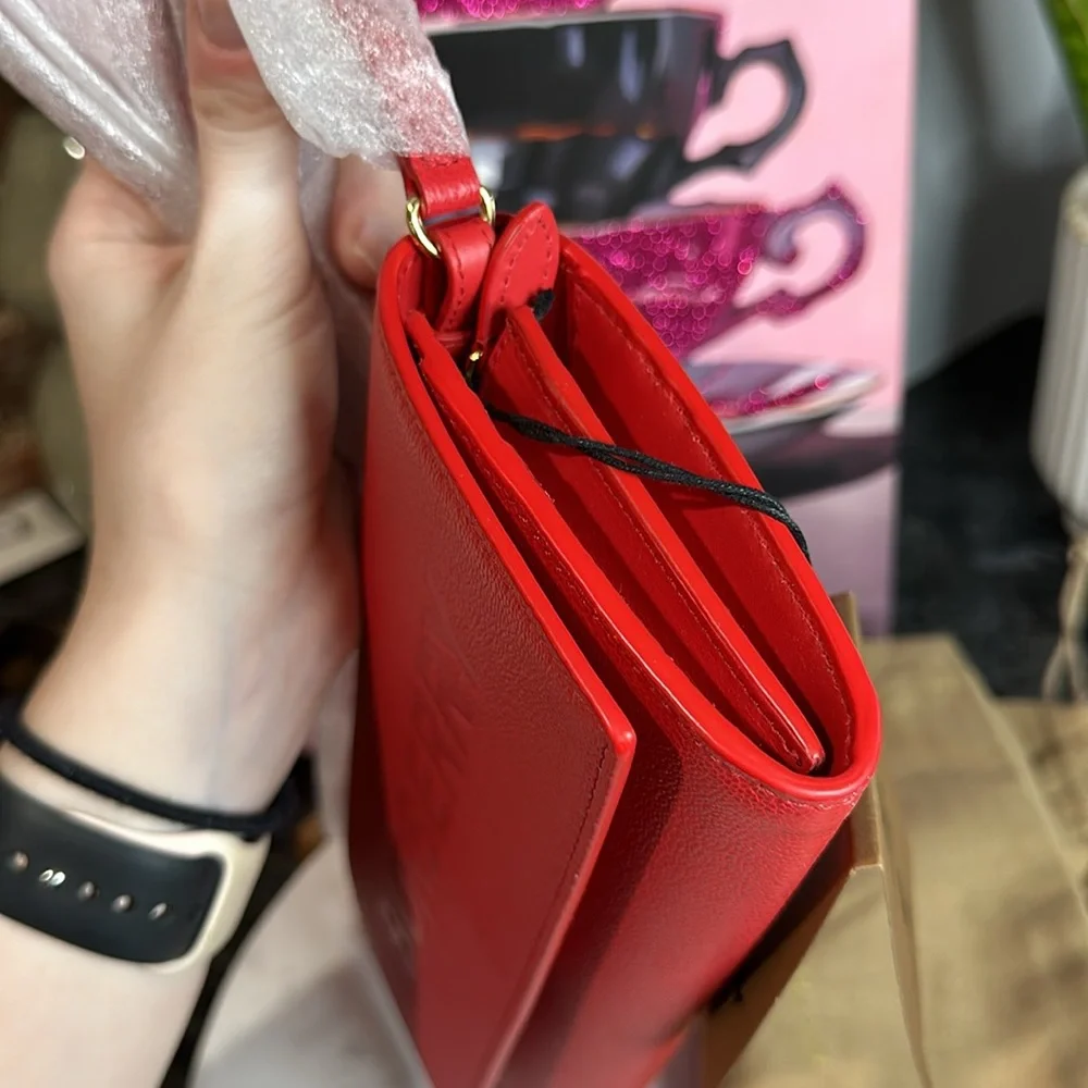 Burberry Logo Embossed Leather Crossbody Wallet